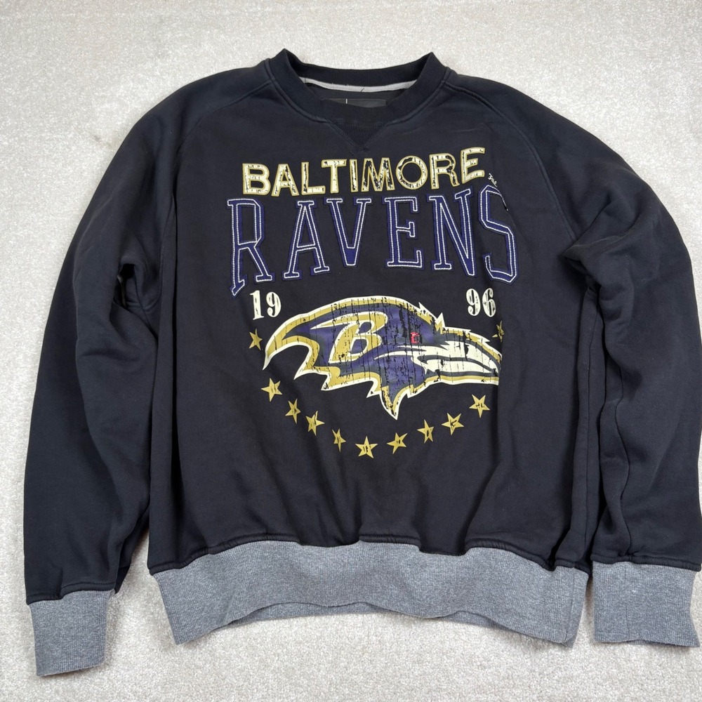 NFL Team Apparel Baltimore Ravens Est 1996 Black Gray Graphic Sweatshirt XL